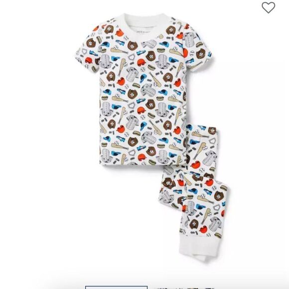 Janie and Jack 100049417 Good Night Short Sleeve Pajama In Baseball Star size 1 - Picture 1 of 8